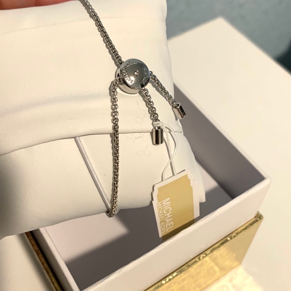NWT authentic MK rhodium plated slider bracelet - Picture 5 of 6
